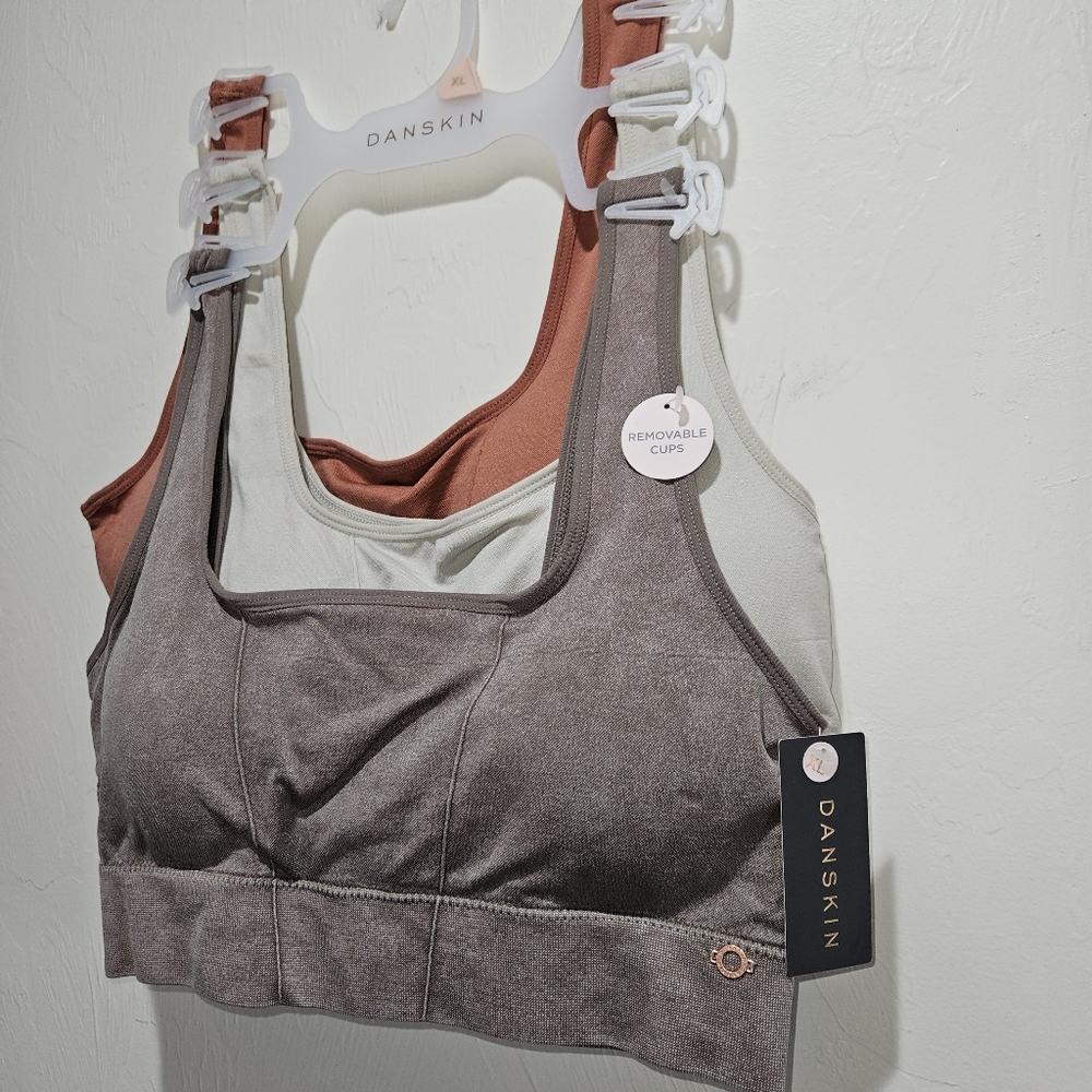 NWT! Set of 3 Danskin Bralettes in Brown Cream Terracotta Brand New X3 Bra - Picture 2 of 6